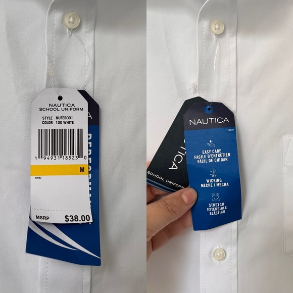 NWT Nautica White Short Sleeve Uniform Shirt Boys M (12/14) - Picture 6 of 11